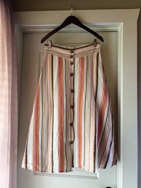 a new day Multicolor Striped A-Line Midi Skirt